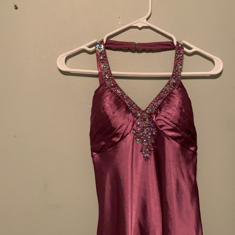 Stunning hand beaded violet prom dress